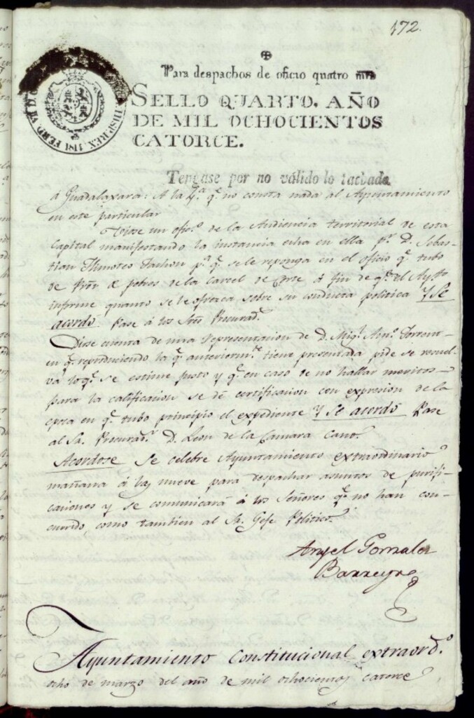 Miniatura de Acuerdos de Purificación de 8 de marzo de 1814