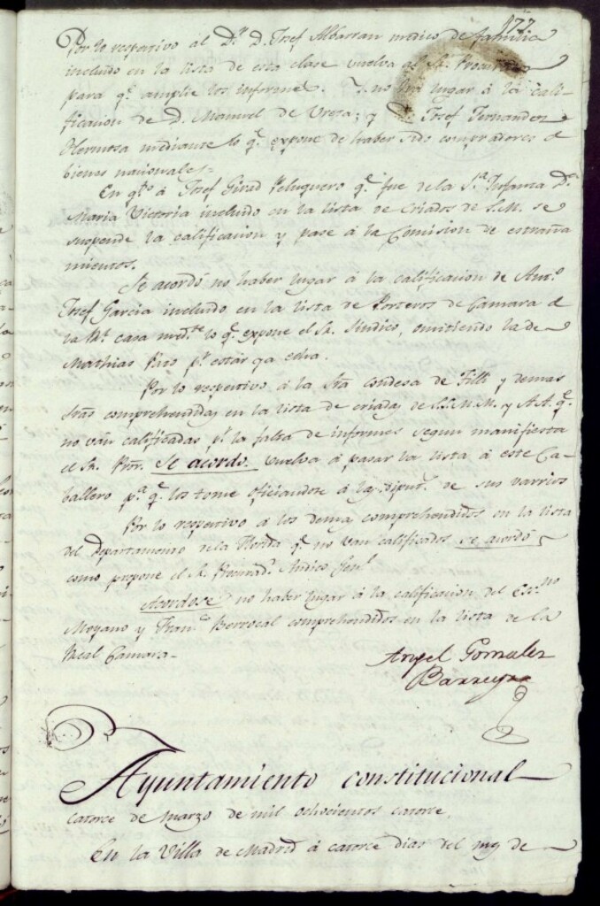 Miniatura de Acuerdos de Purificación de 14 de marzo de 1814