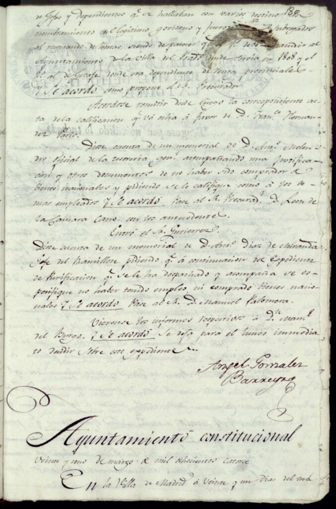 Miniatura de Acuerdos de Purificación de 21 de marzo de 1814