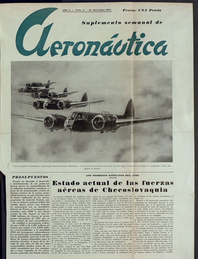 Miniatura de Suplemento semanal de Aeronaútica : revista profesional de aviación. 14 de diciembre 1937
