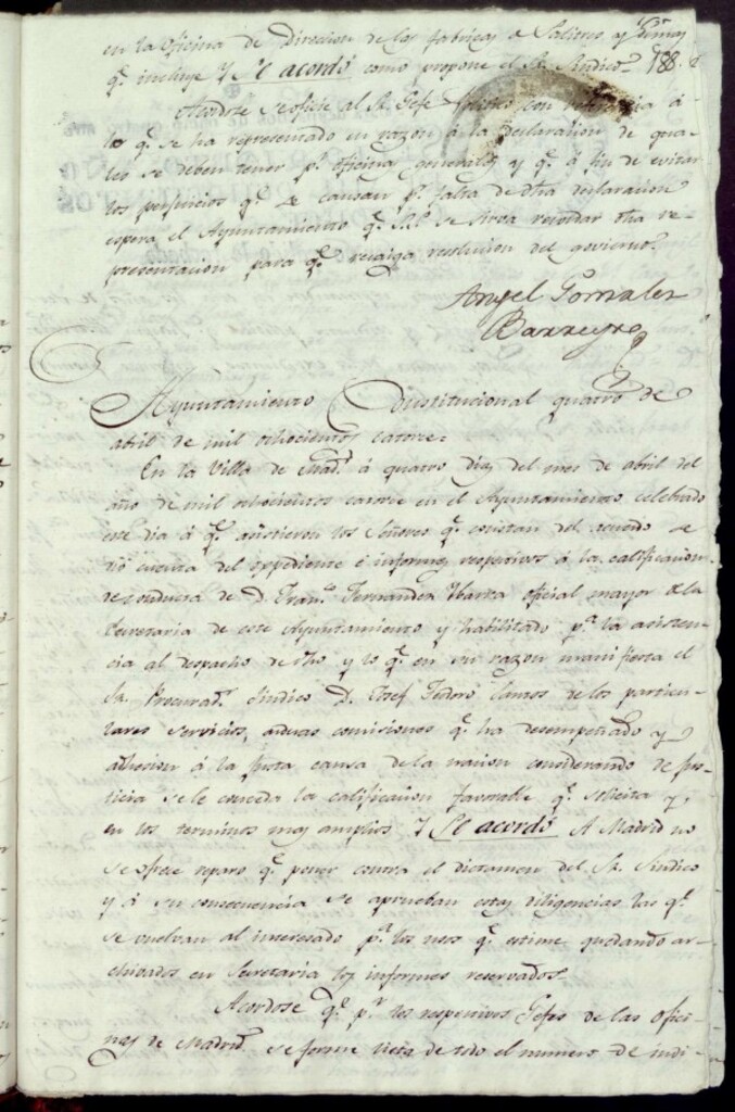 Miniatura de Acuerdos de Purificación de l 4 de abril de 1814