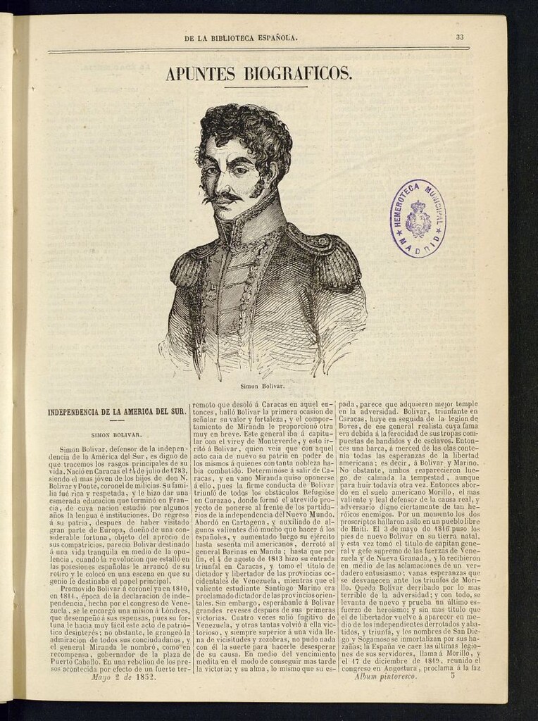 Miniatura de Álbum Pintoresco de la Biblioteca Española del 2 de mayo de 1852, nº 5