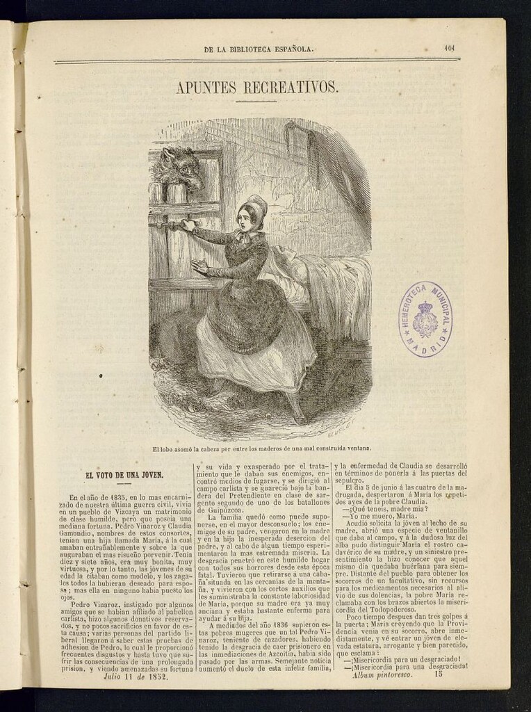 Miniatura de Álbum Pintoresco de la Biblioteca Española del 11 de julio de 1852, nº 15