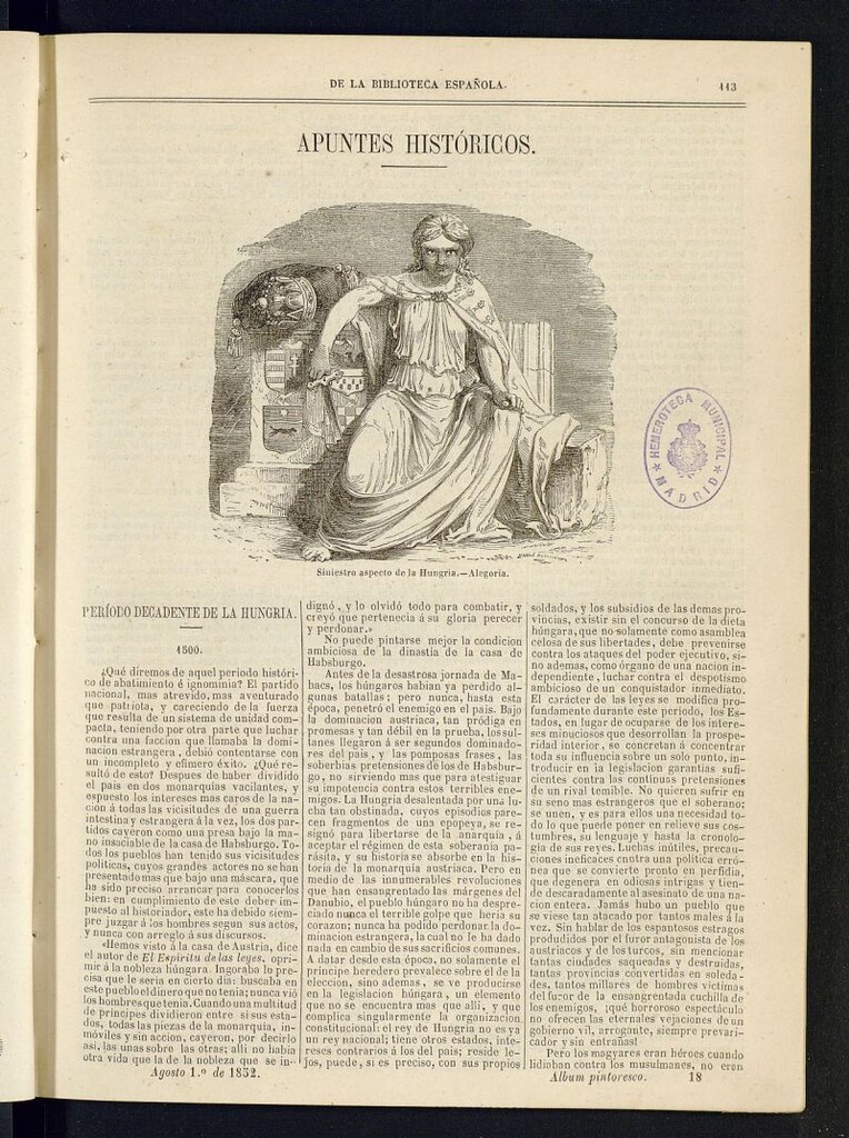 Miniatura de Álbum Pintoresco de la Biblioteca Española del 1 de agosto de 1852, nº 18