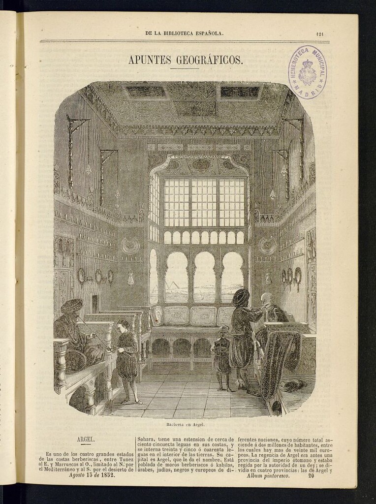 Miniatura de Álbum Pintoresco de la Biblioteca Española del 15 de agosto de 1852, nº 20