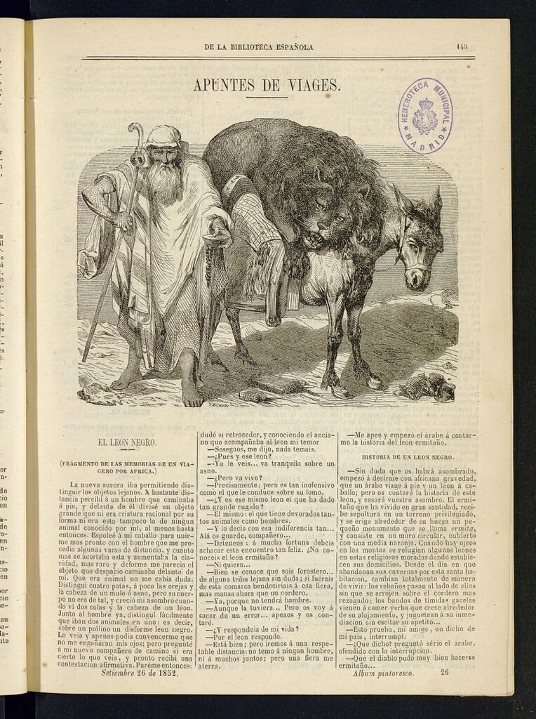 Miniatura de Álbum Pintoresco de la Biblioteca Española del 26 de septiembre de 1852, nº 26