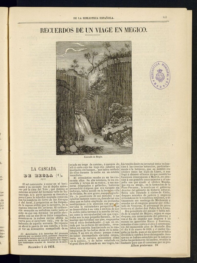 Miniatura de Álbum Pintoresco de la Biblioteca Española del 5 de diciembre de 1852, nº 36