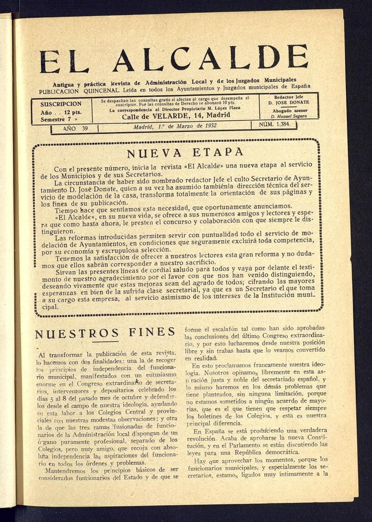Miniatura de Alcalde del 1 de marzo de 1932. Número 1384