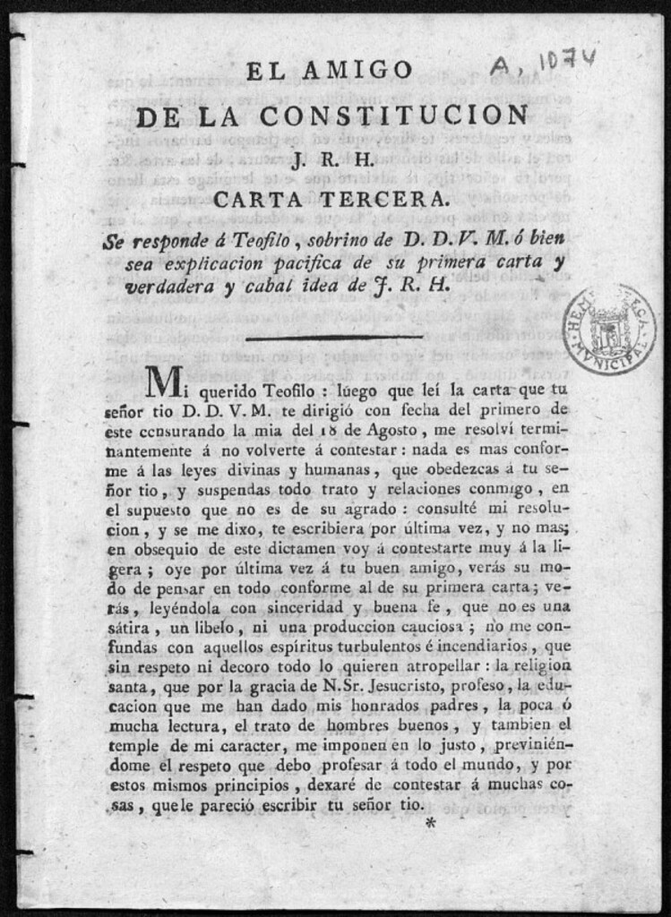 Miniatura de El Amigo de la Constitución: carta tercera: responde a Teófilo