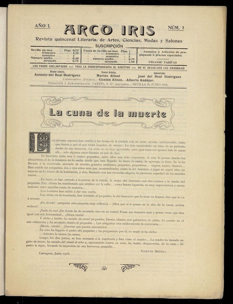 Miniatura de Arco Iris: revista literaria de artes, ciencias, modas y salones del 30 de junio de 1906, nº 2