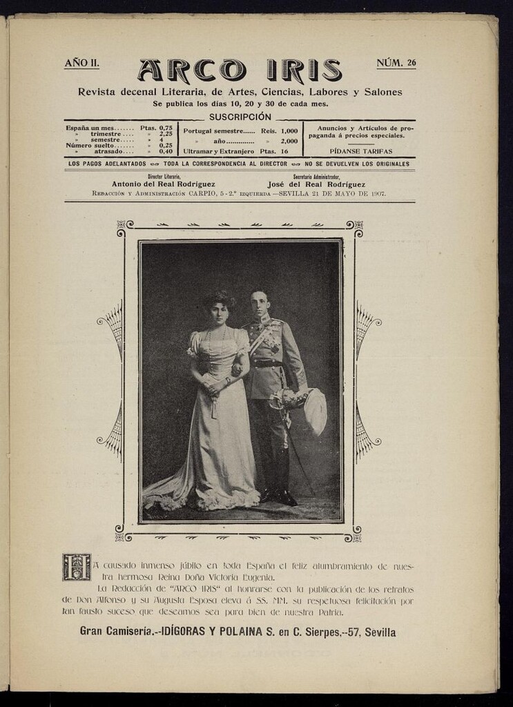 Miniatura de Arco Iris: revista literaria de artes, ciencias, modas y salones del 21 de mayo de 1907, nº 26
