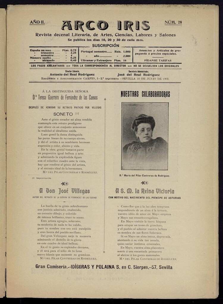 Miniatura de Arco Iris: revista literaria de artes, ciencias, modas y salones del 10 de junio de 1907, nº 28