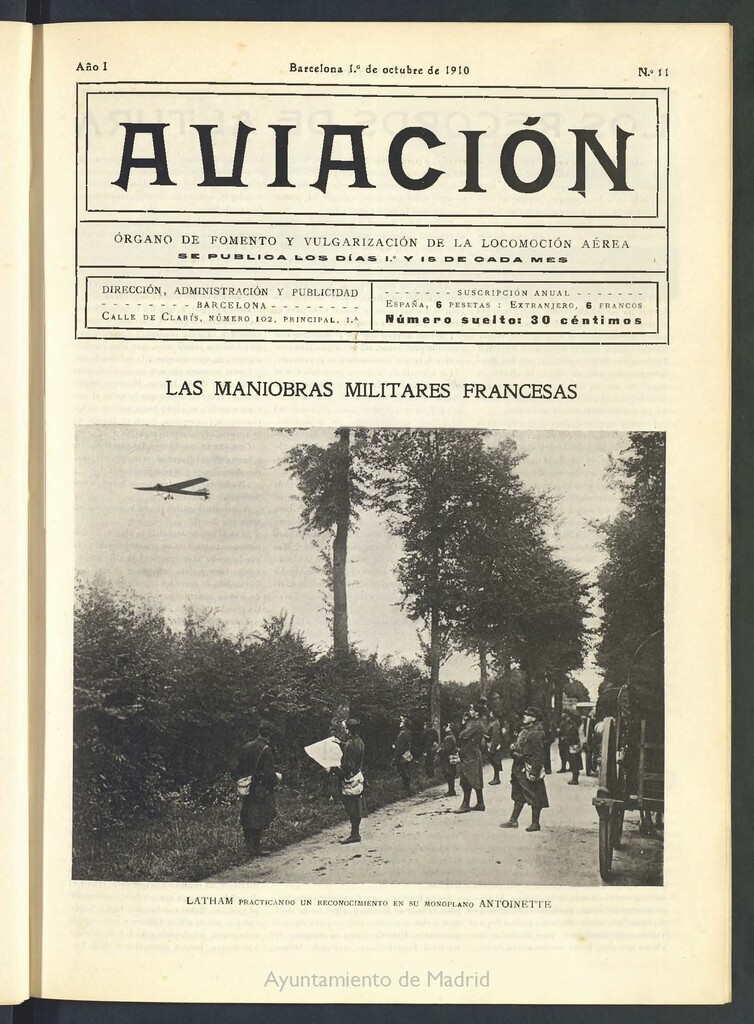 Miniatura de Aviación (Barcelona) del 1 de octubre de 1910, nº 11
