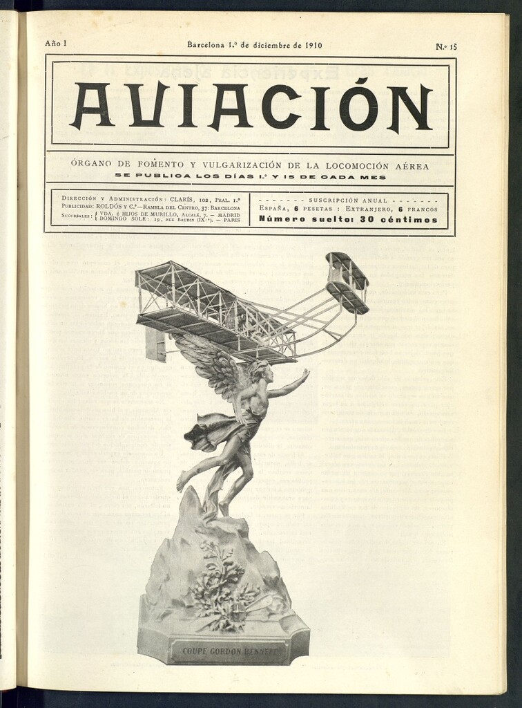 Miniatura de Aviación (Barcelona) del 1 de diciembre de 1910, nº 15