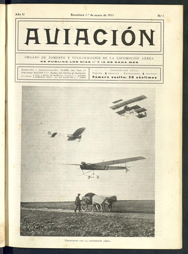 Miniatura de Aviación (Barcelona) del 1 de enero de 1911, nº 1