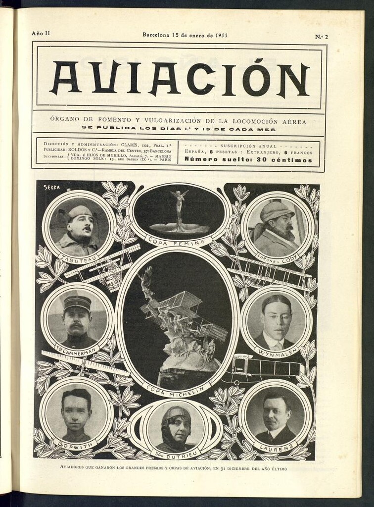 Miniatura de Aviación (Barcelona) del 15 de enero de 1911, nº 2
