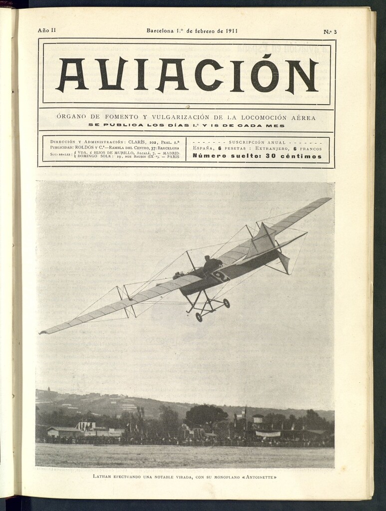 Miniatura de Aviación (Barcelona) del 1 de febrero de 1911, nº 3