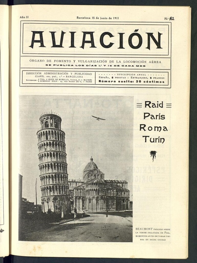 Miniatura de Aviación (Barcelona) del 15 de junio de 1911, nº 12