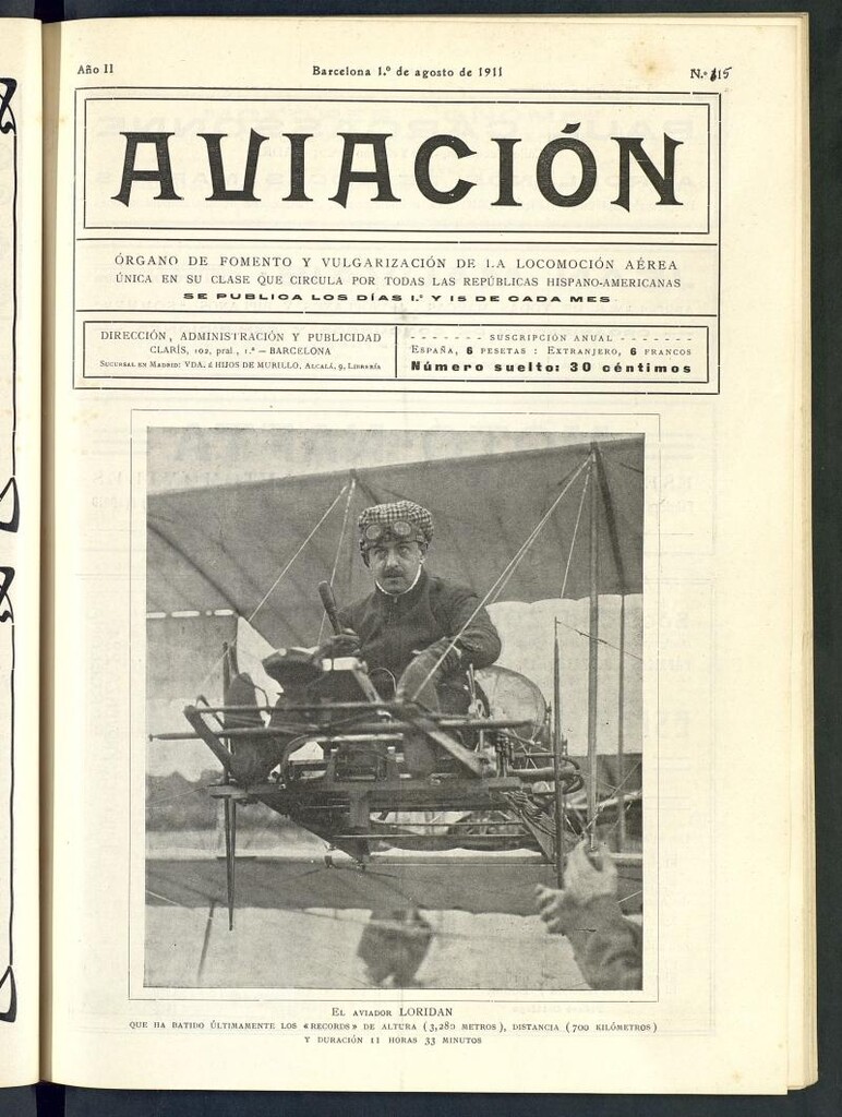Miniatura de Aviación (Barcelona) del 1 de agosto de 1911, nº 15