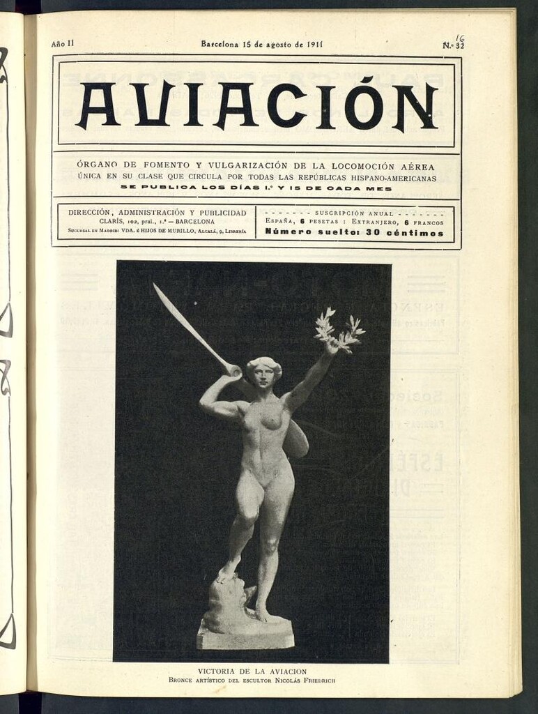 Miniatura de Aviación (Barcelona) del 15 de agosto de 1911, nº 16