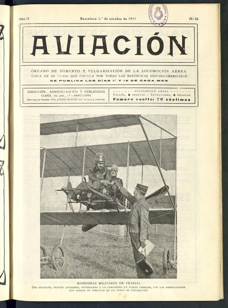 Miniatura de Aviación (Barcelona) del 1 de octubre de 1911, nº 35