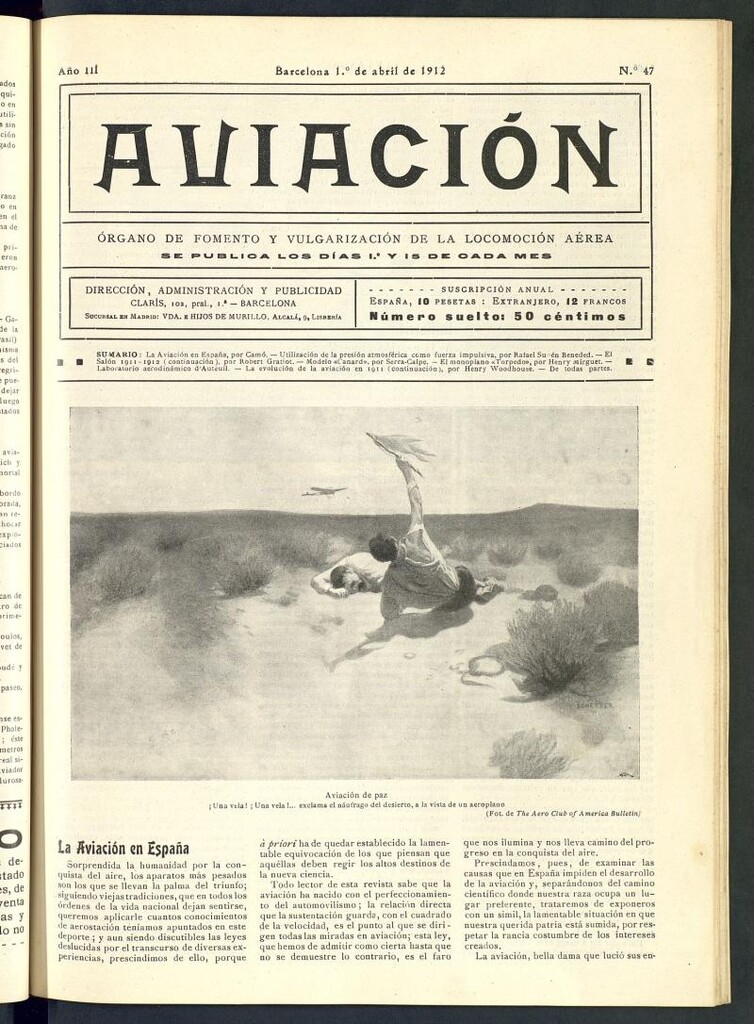 Miniatura de Aviación (Barcelona) del 1 de abril 1912, nº 47
