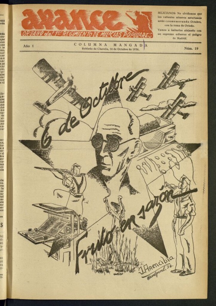 Miniatura de Avance: boletín de lucha antifascista del 14 de octubre de 1936, nº 19