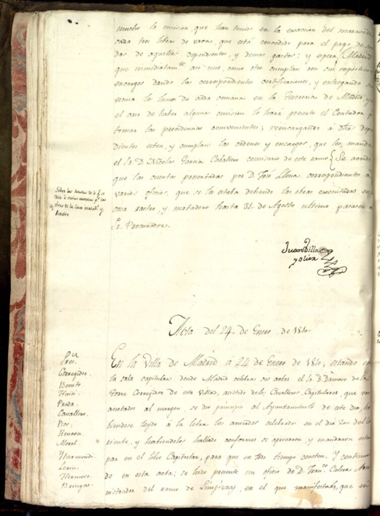 Miniatura de Libro de Acuerdos del Ayuntamiento de Madrid del 24 de enero de 1810