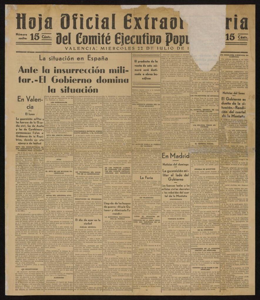 Miniatura de Hoja Oficial Extraordinaria del Comité Ejecutivo Popular
