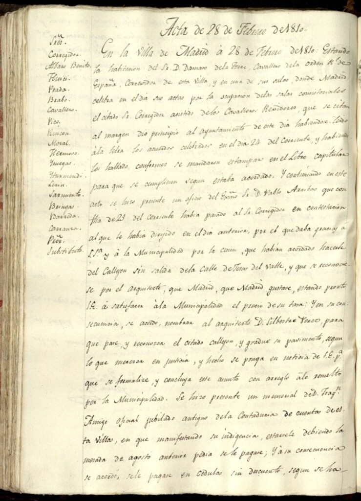 Miniatura de Libro de Acuerdos del Ayuntamiento de Madrid del 26 de febrero de 1810