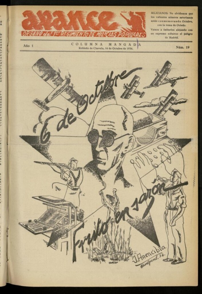 Miniatura de Avance: boletín de lucha antifascista de 14 de octubre de 1936, nº 19