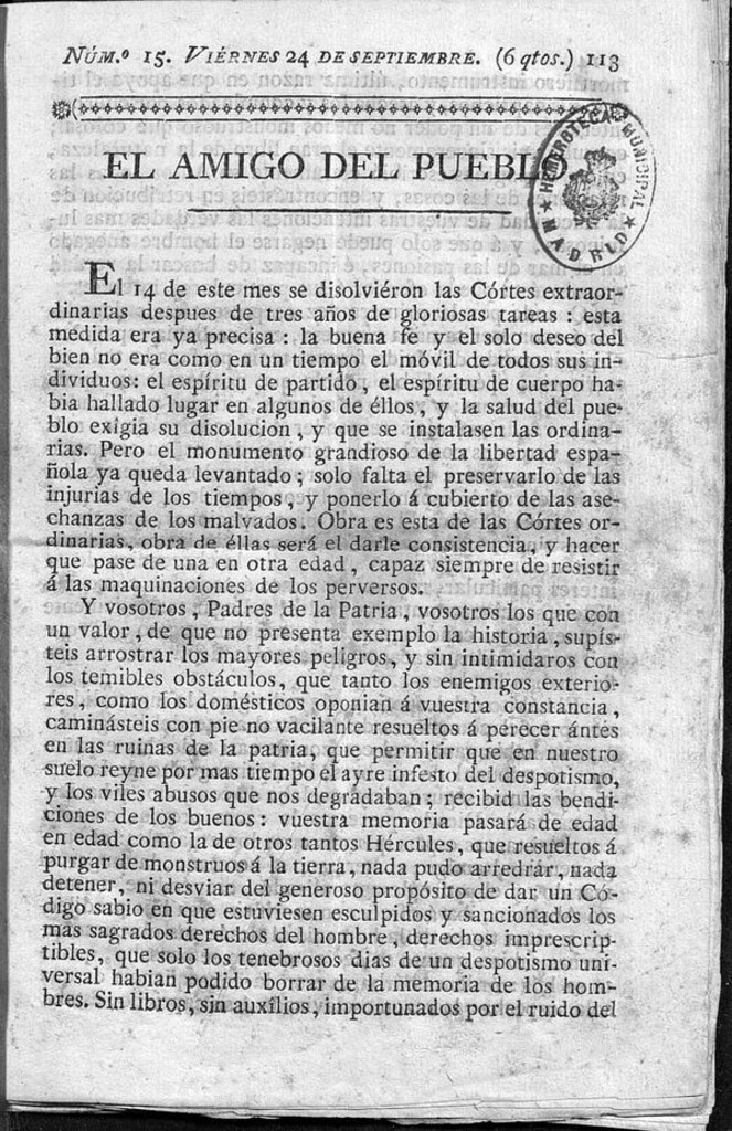 Miniatura de El Amigo del pueblo del 24 de Septiembre de 1813