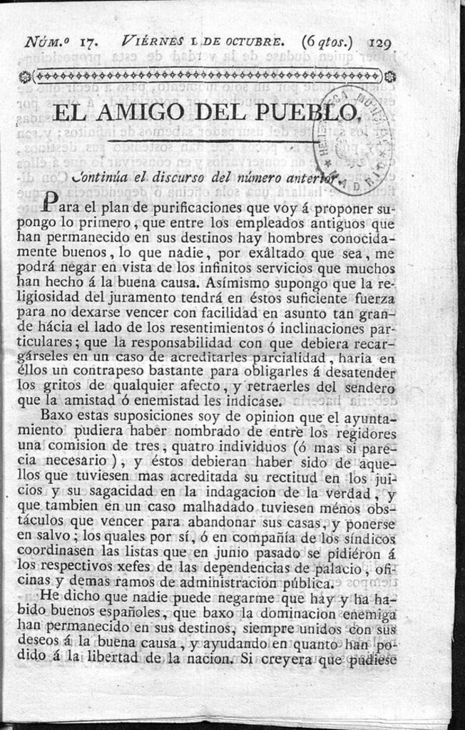 Miniatura de El Amigo del pueblo del 1 de Octubre de 1813