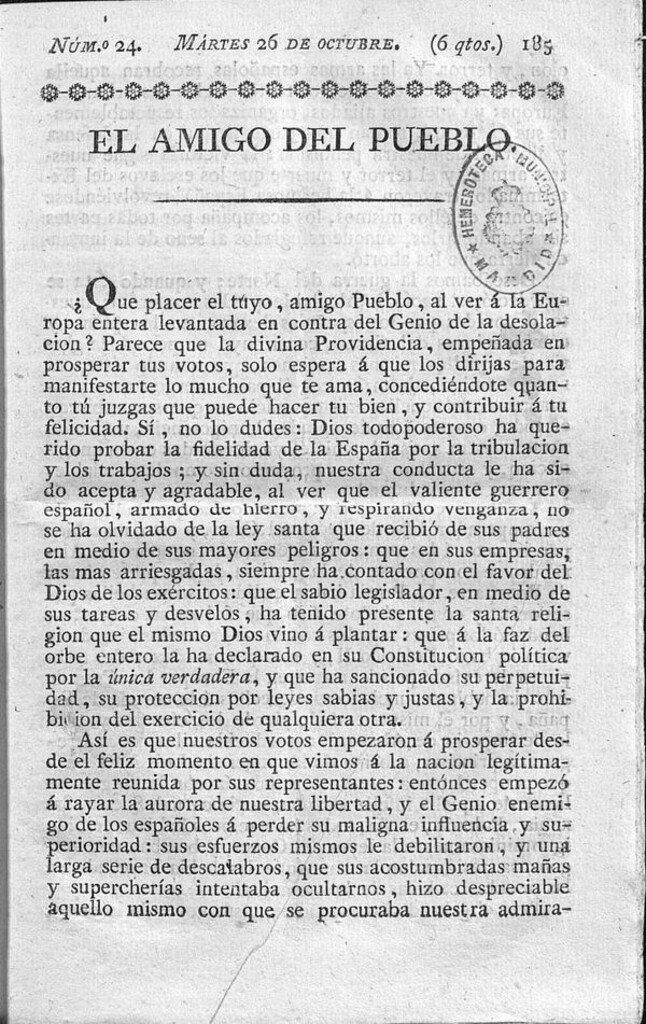Miniatura de El Amigo del pueblo del 26 de Octubre de 1813