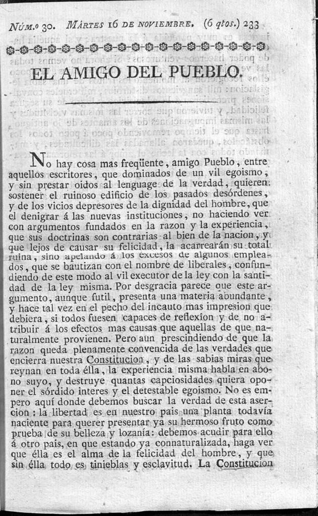 Miniatura de El Amigo del pueblo del 16 de Noviembre de 1813