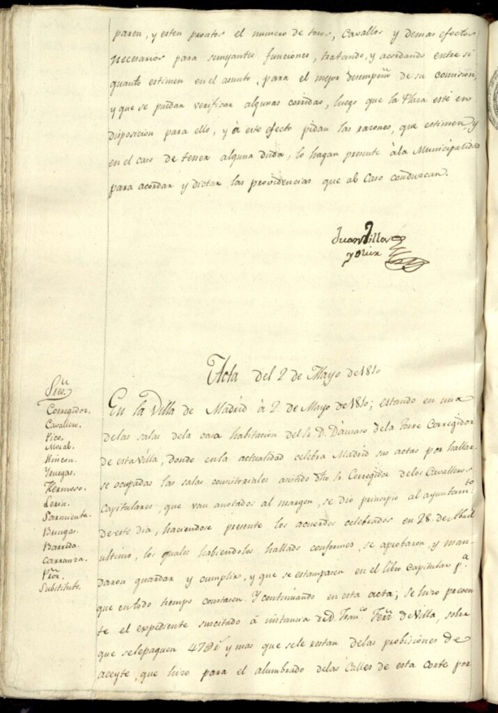 Miniatura de Libro de Acuerdos del Ayuntamiento de Madrid del 2 de mayo de 1810