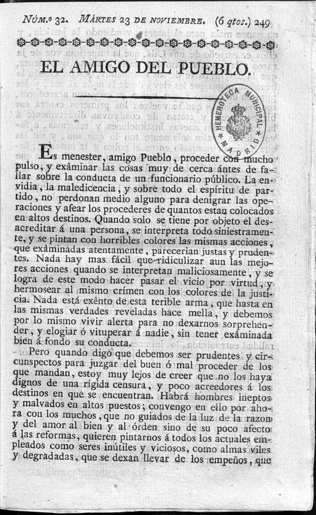 Miniatura de El Amigo del pueblo del 23 de Noviembre de 1813
