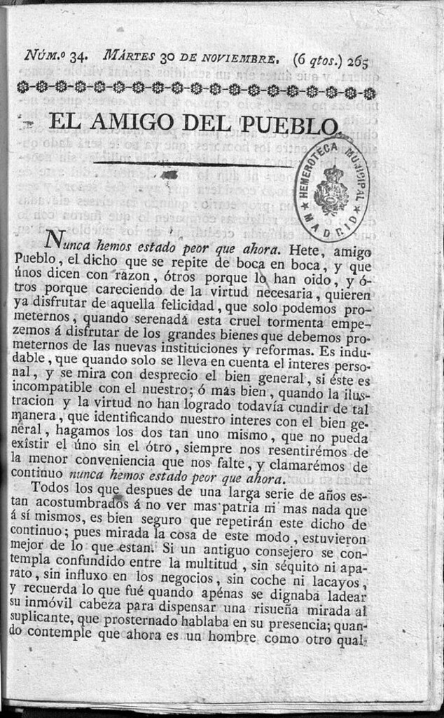 Miniatura de El Amigo del pueblo del 30 de Noviembre de 1813
