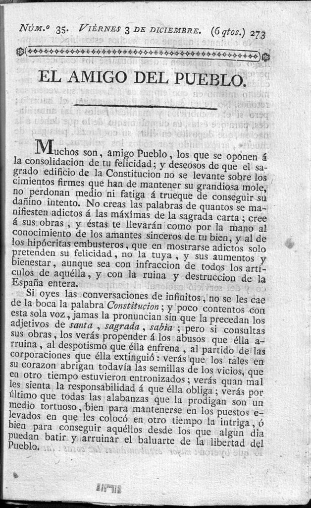 Miniatura de El Amigo del pueblo del 3 de Diciembre de 1813