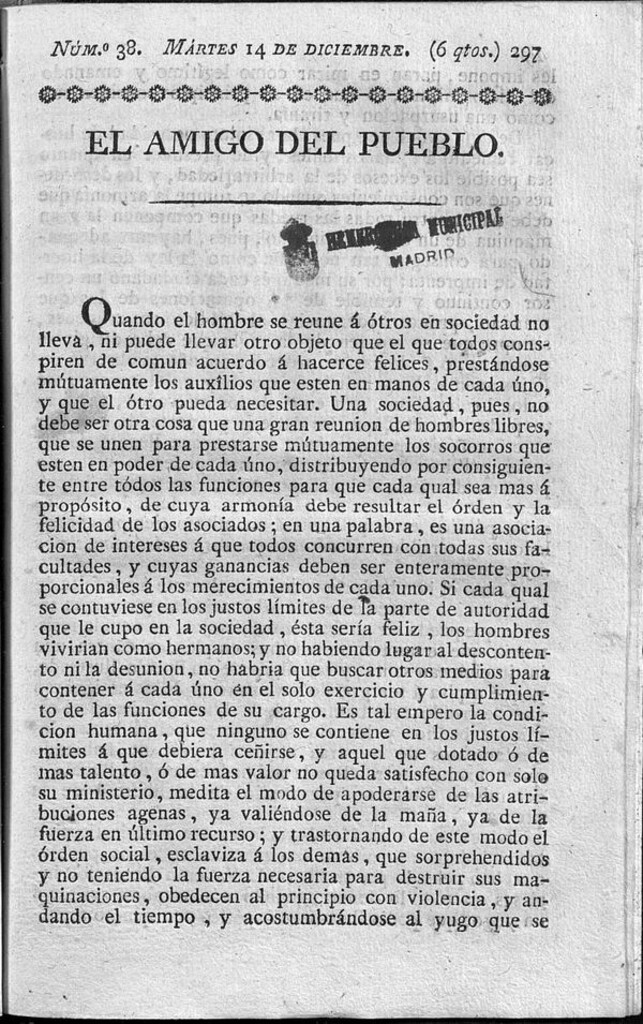 Miniatura de El Amigo del pueblo del 14 de Diciembre de 1813