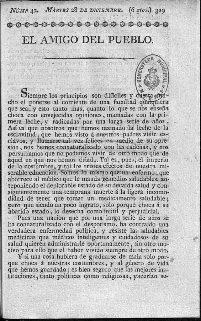 Miniatura de El Amigo del pueblo del 28 de Diciembre de 1813