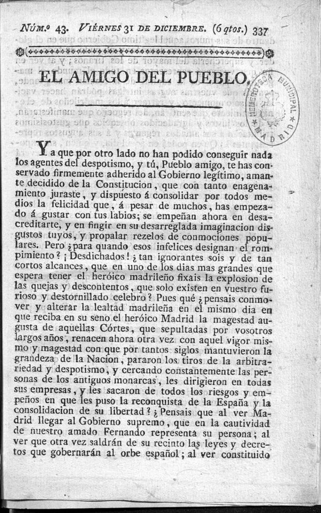 Miniatura de El Amigo del pueblo del 31 de Diciembre de 1813