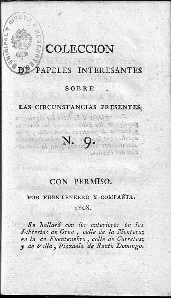 Miniatura de Colección de papeles interesantes sobre las circunstancias presentes; número 9