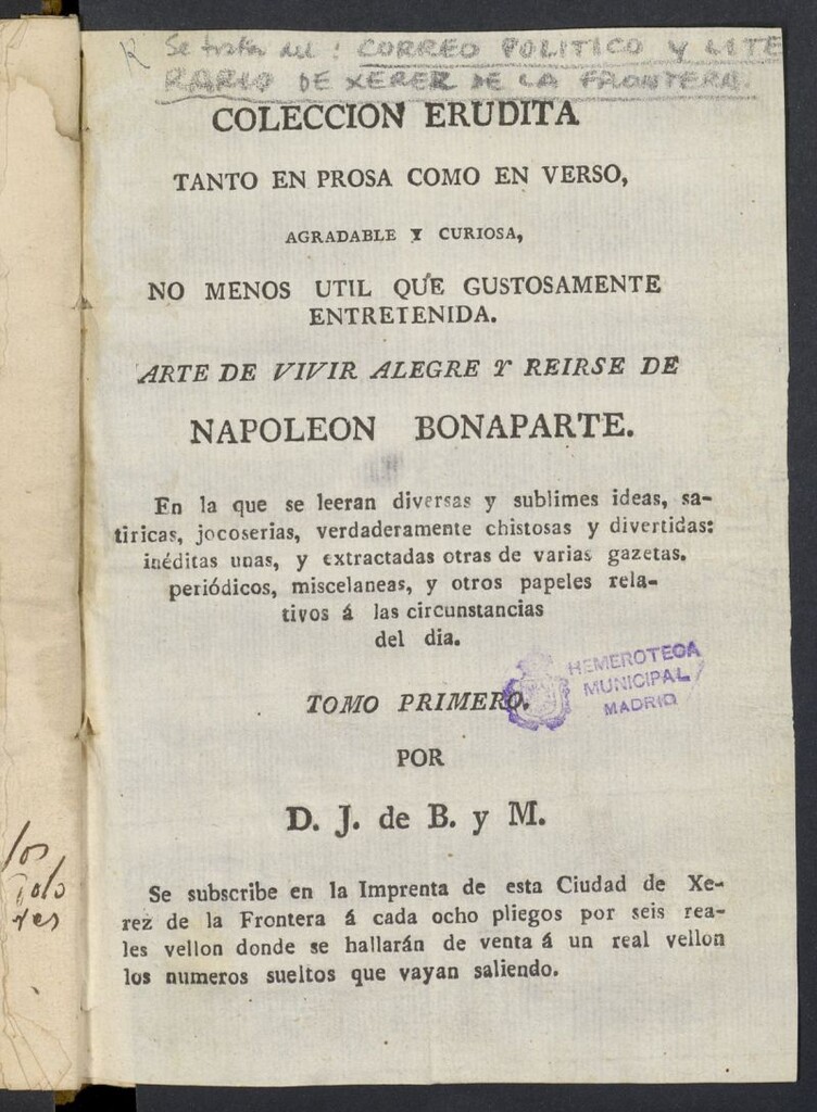 Miniatura de Correo Político y Literario de Xerez de la Frontera de 1808