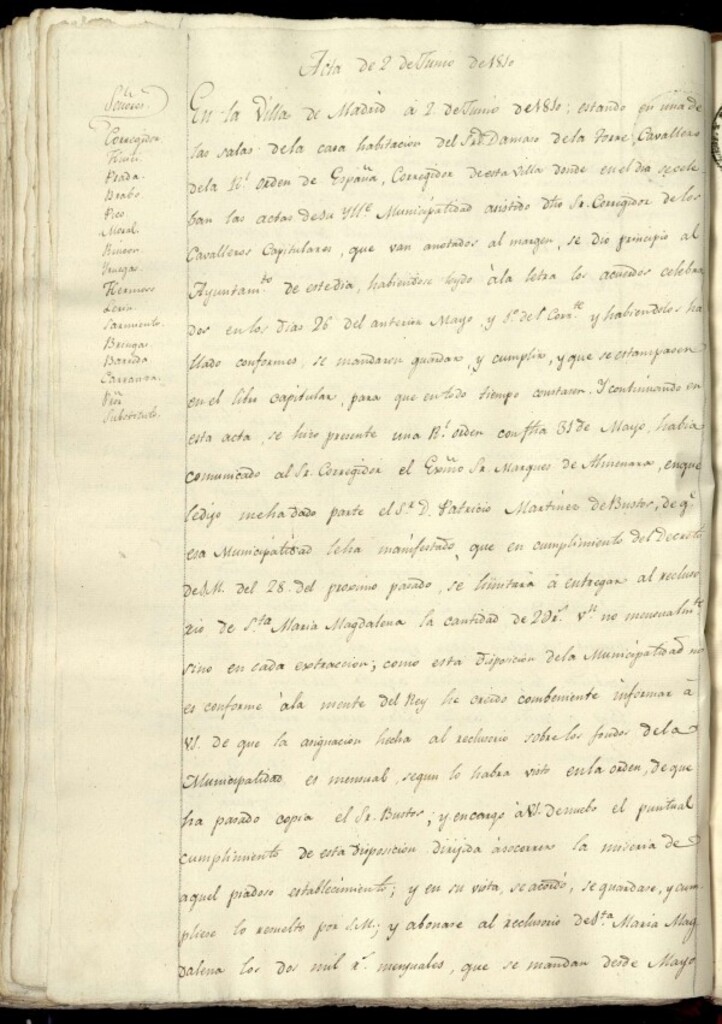 Miniatura de Libro de Acuerdos del Ayuntamiento de Madrid del 2 de junio de 1810