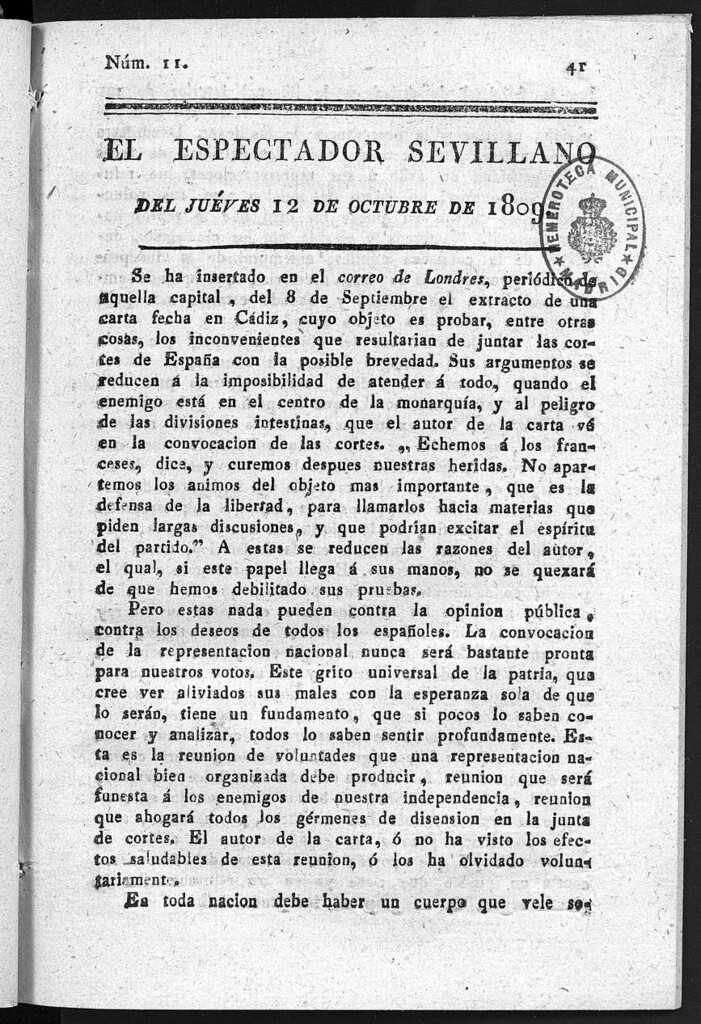 Miniatura de El Espectador Sevillano del Jueves 12 de Octubre de 1809