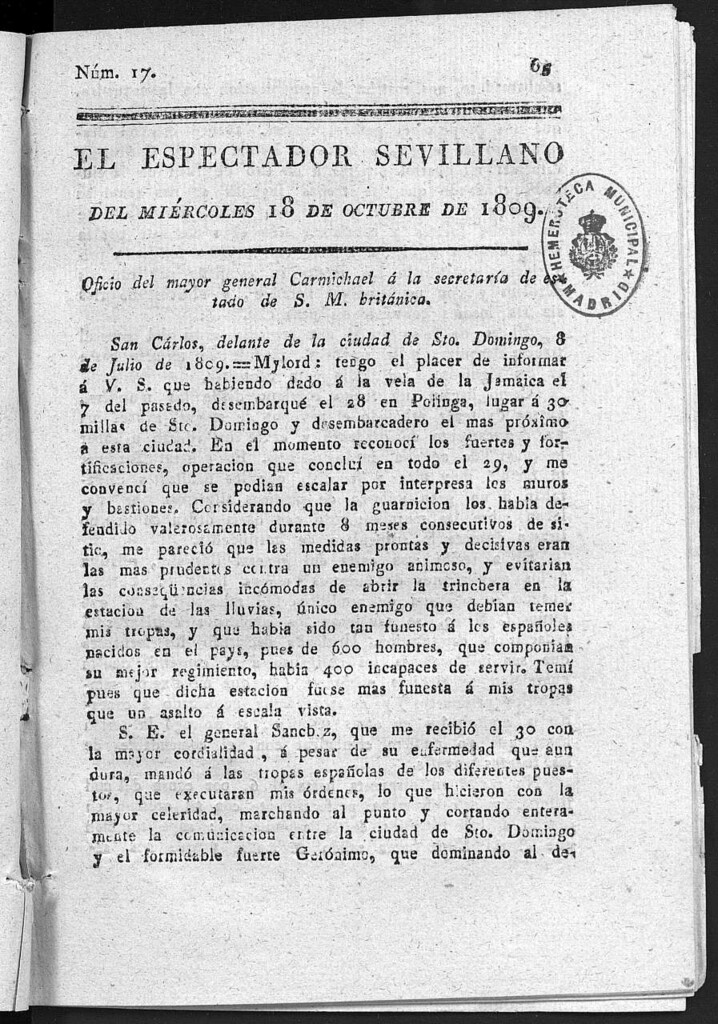 Miniatura de El Espectador Sevillano del miércoles 18 de Octubre de 1809