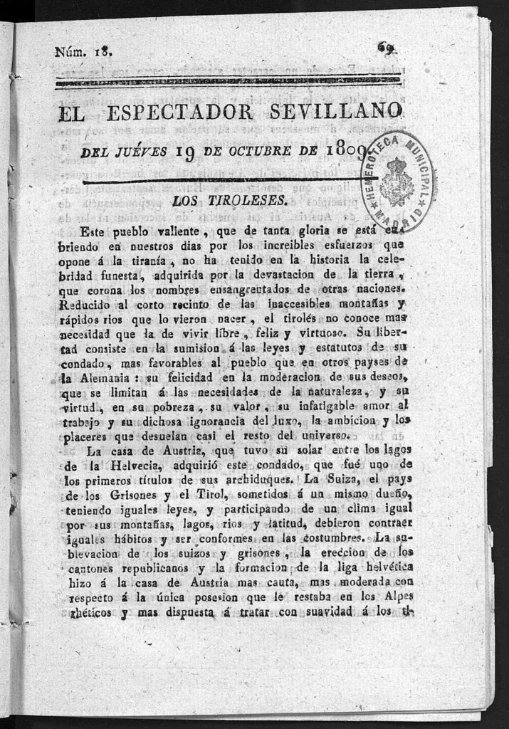 Miniatura de El Espectador Sevillano del jueves 19 de Octubre de 1809