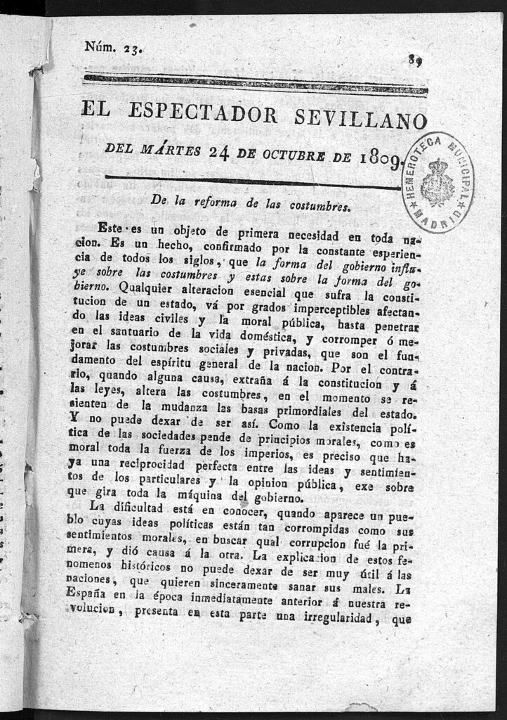 Miniatura de El Espectador Sevillano del martes 24 de Octubre de 1809