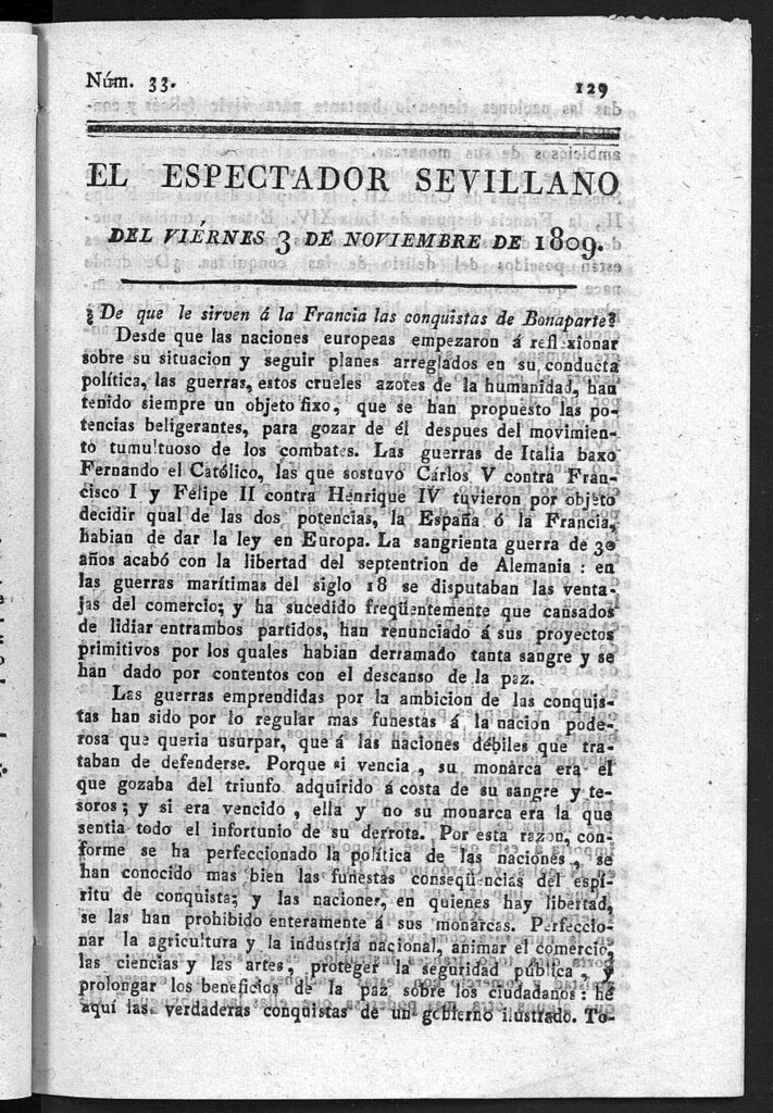 Miniatura de El Espectador Sevillano del viernes 3 de Noviembre de 1809